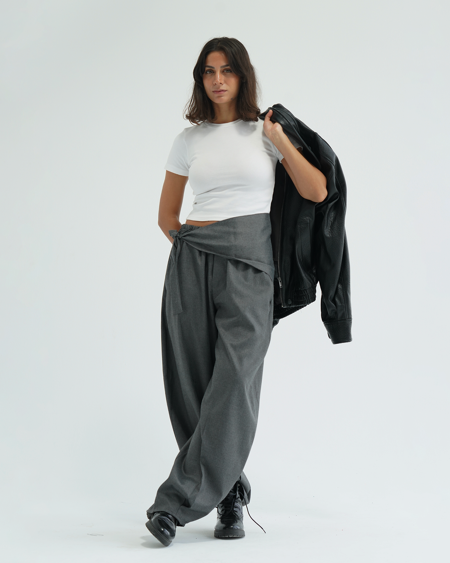 Space Grey Cashmere Balloon Pants