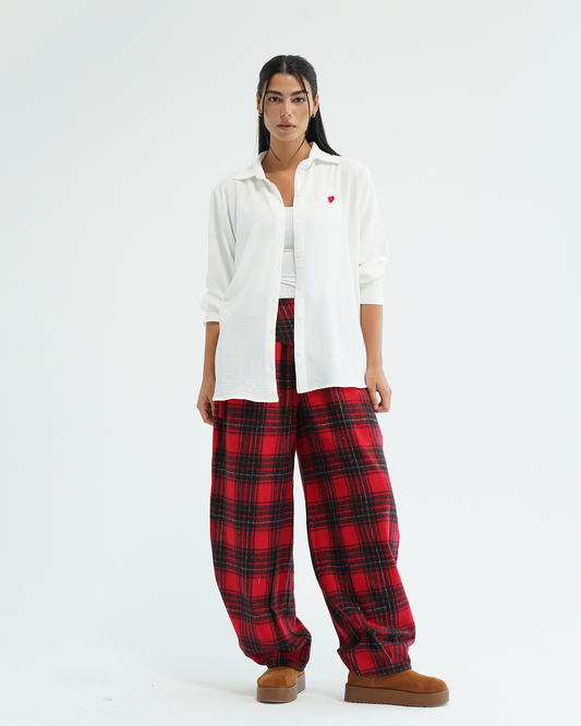 Red Flannel Balloon Pants