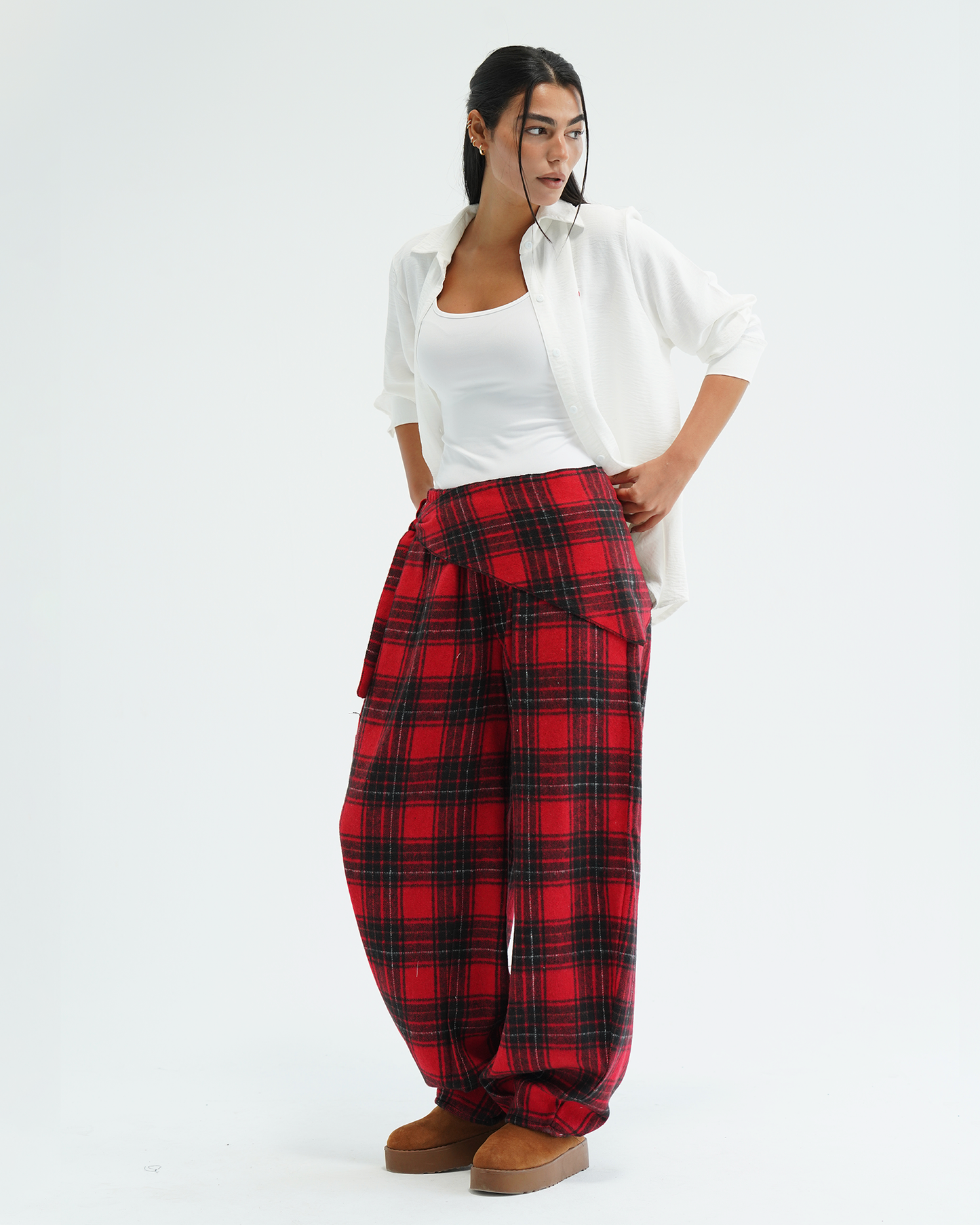 Red Flannel Balloon Pants
