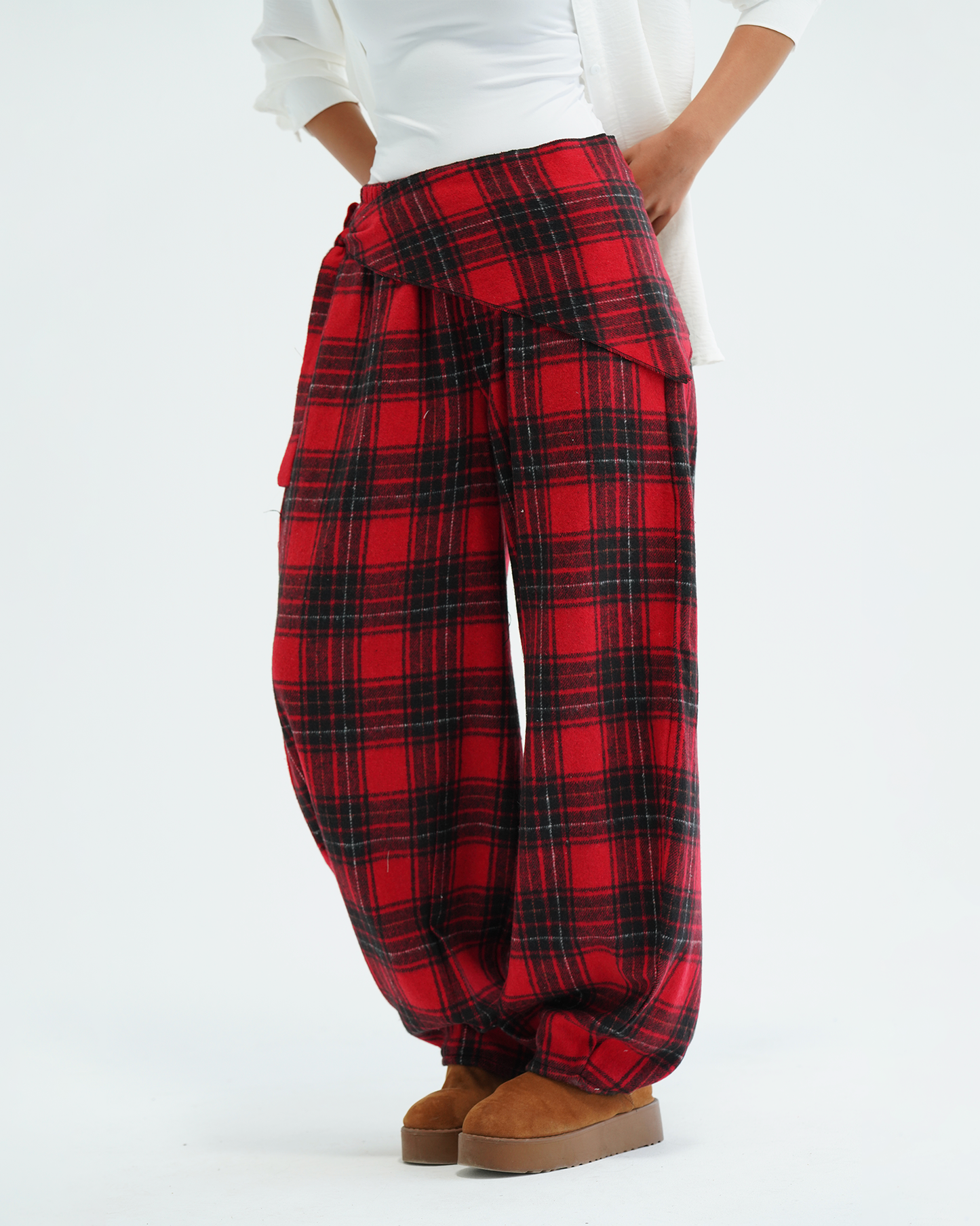 Red Flannel Balloon Pants