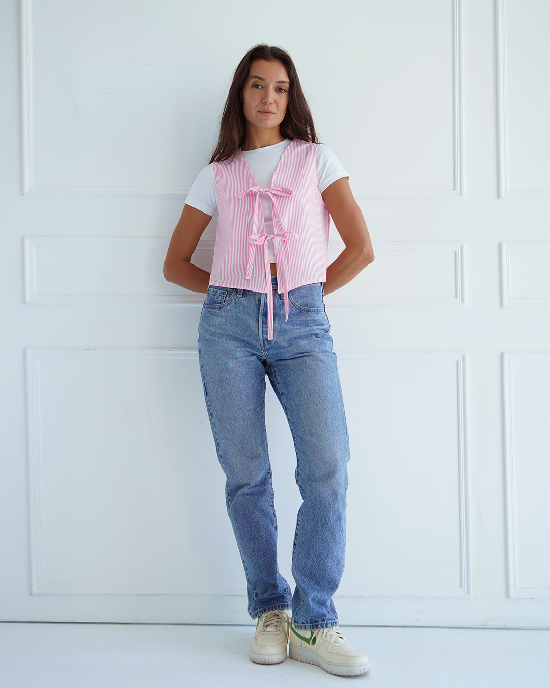 Pink Striped Tie Vest