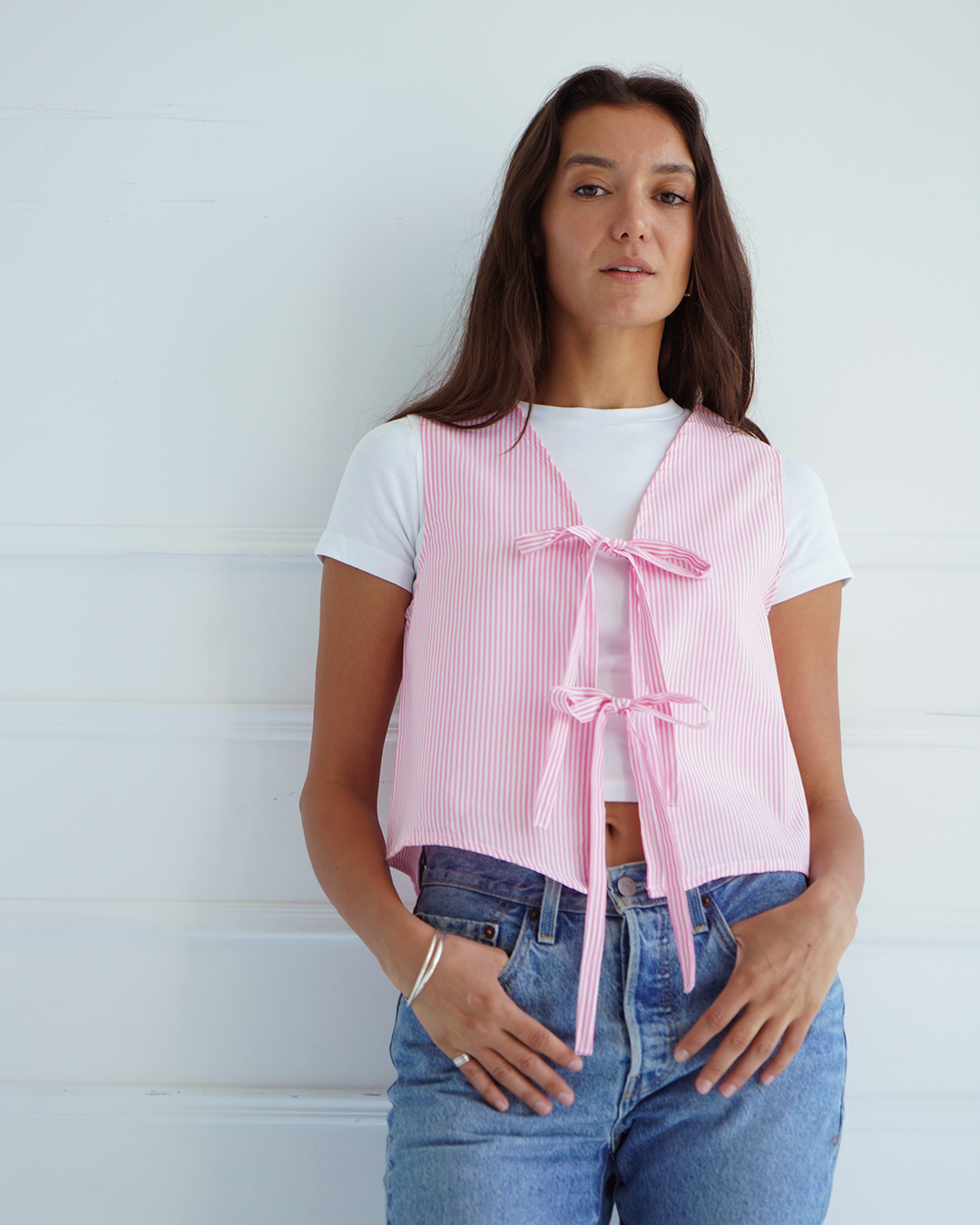 Pink Striped Tie Vest