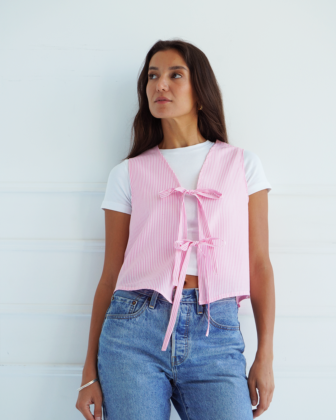 Pink Striped Tie Vest