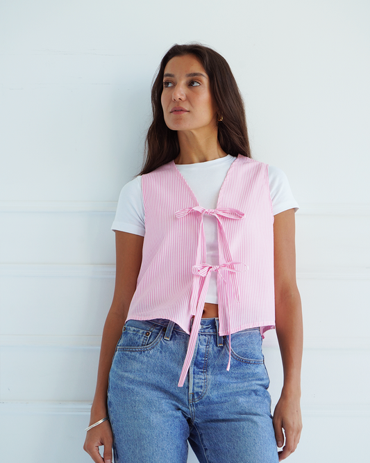 Pink Striped Tie Vest
