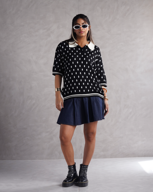 Polka-Dot Knit Polo