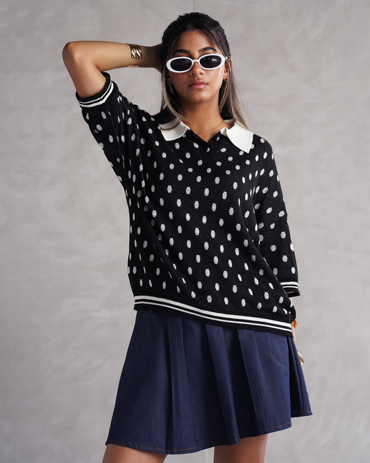 Polka-Dot Knit Polo