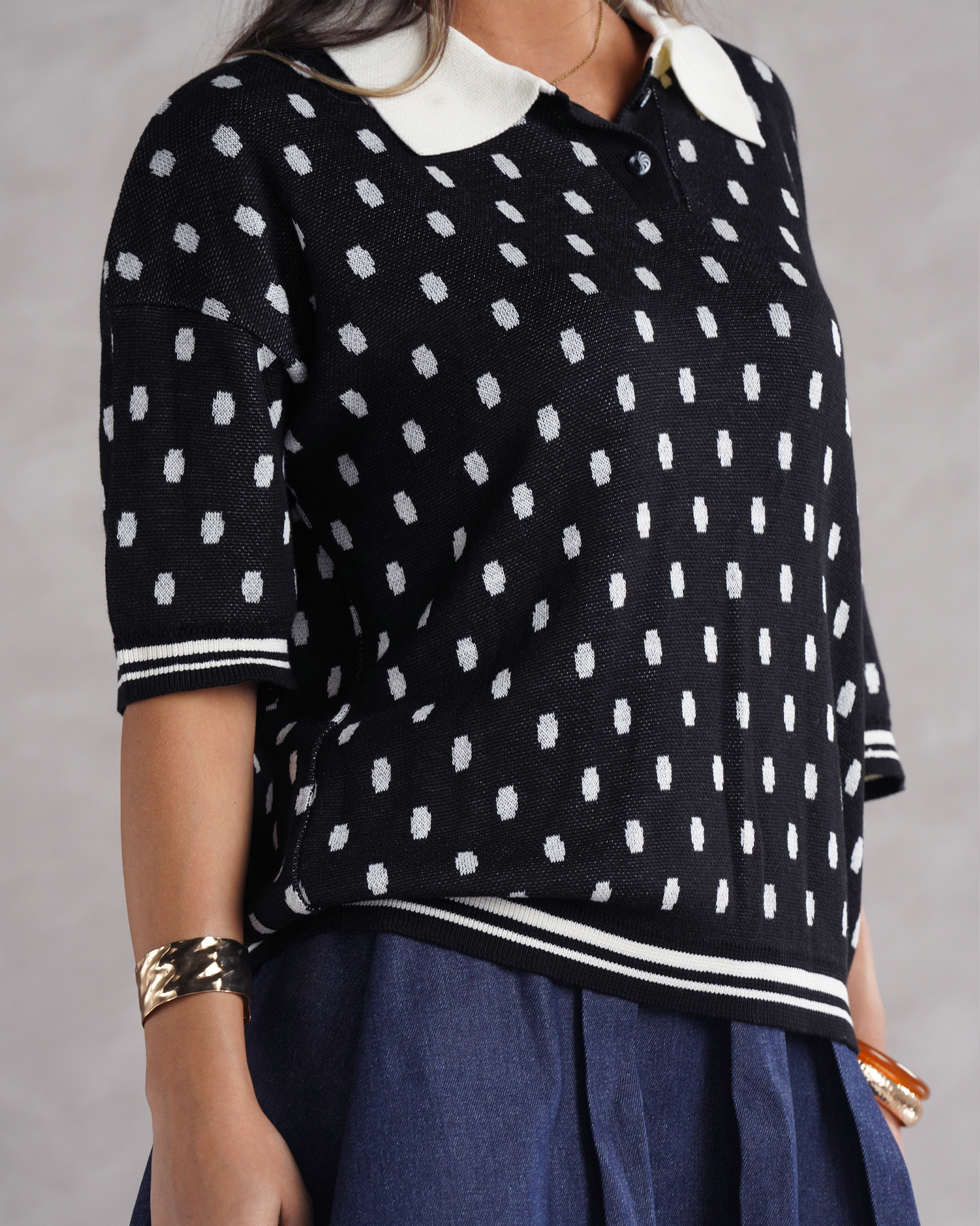 Polka-Dot Knit Polo