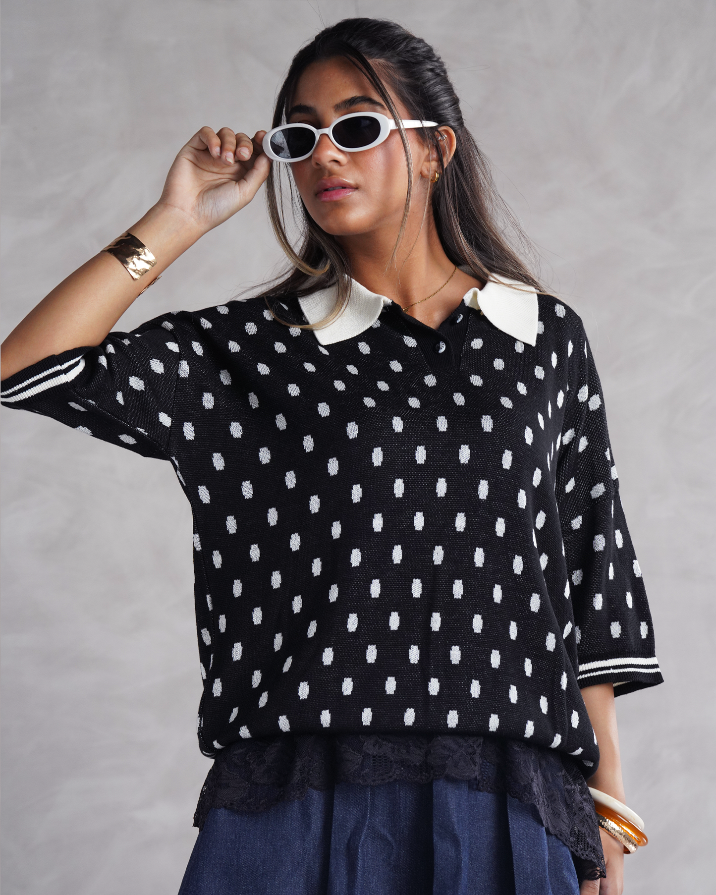 Polka-Dot Knit Polo