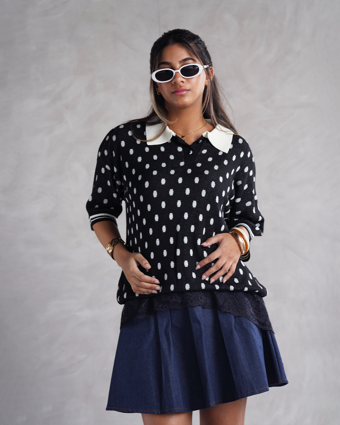 Polka-Dot Knit Polo