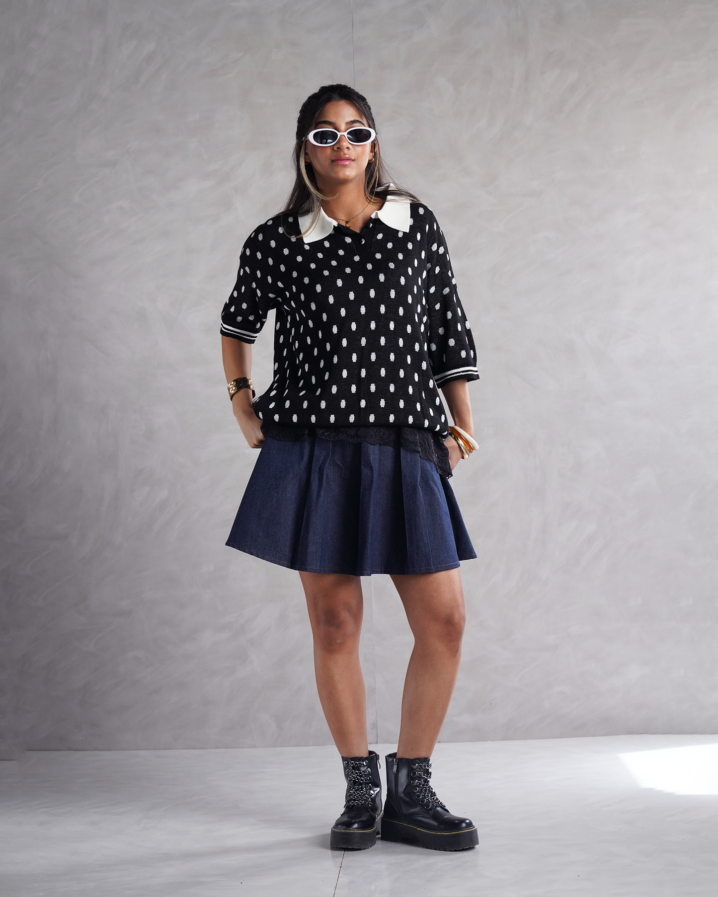 Polka-Dot Knit Polo