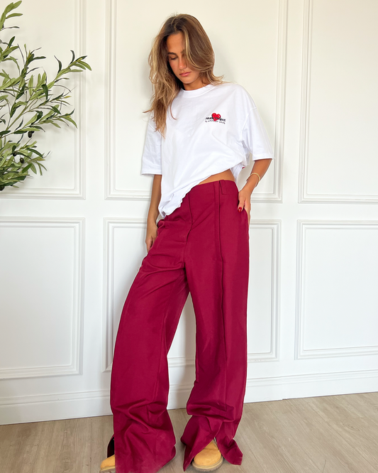 Burgundy Boyfriend Suit Pants
