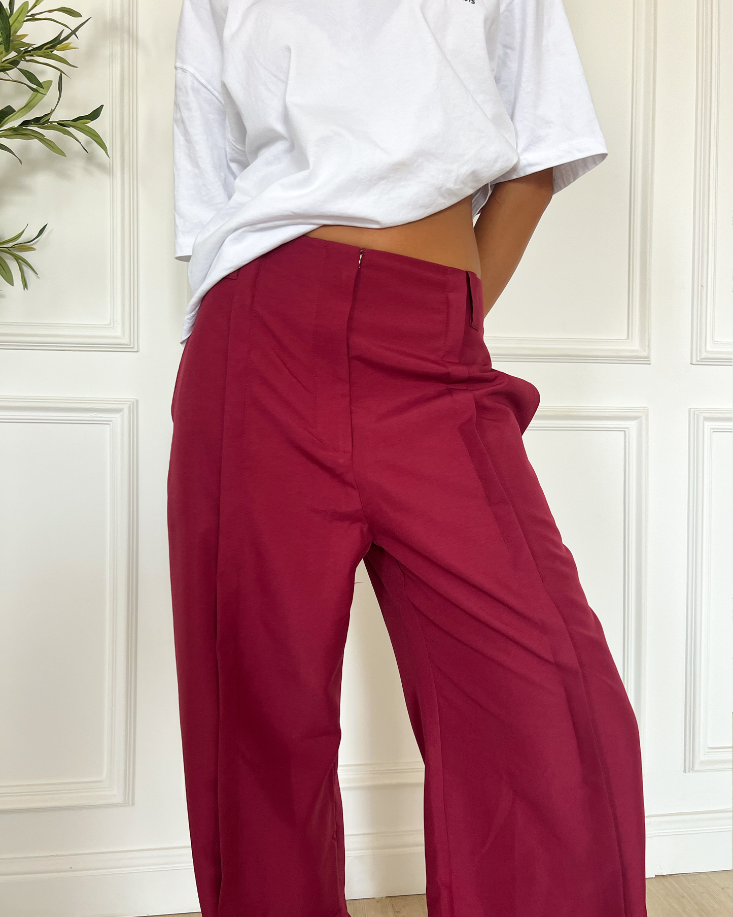 Burgundy Boyfriend Suit Pants