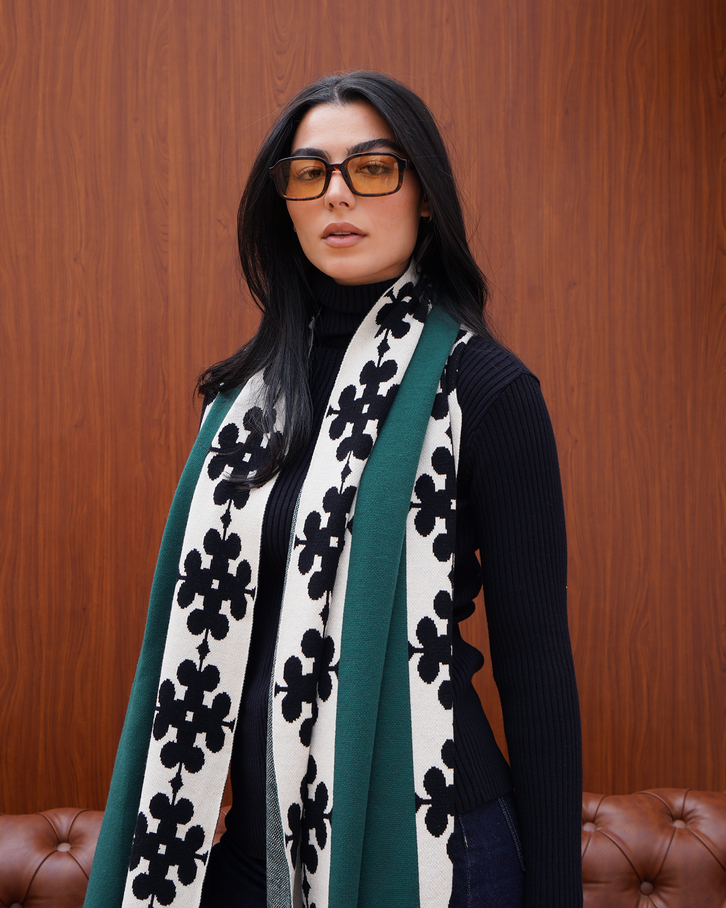 Green Clubs Knit Scarf