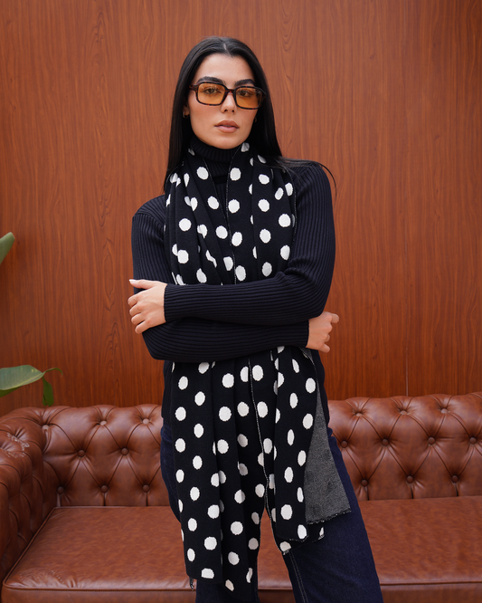 Polka Dot Knit Scarf