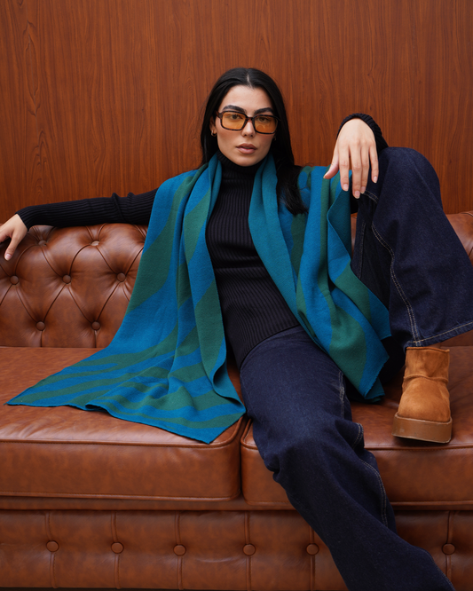 Blue Zebra Knit Scarf