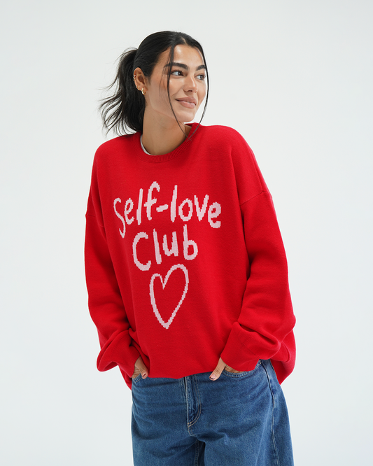 Red Self-Love Club Sweater
