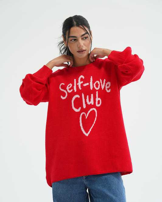 Red Self-Love Club Sweater
