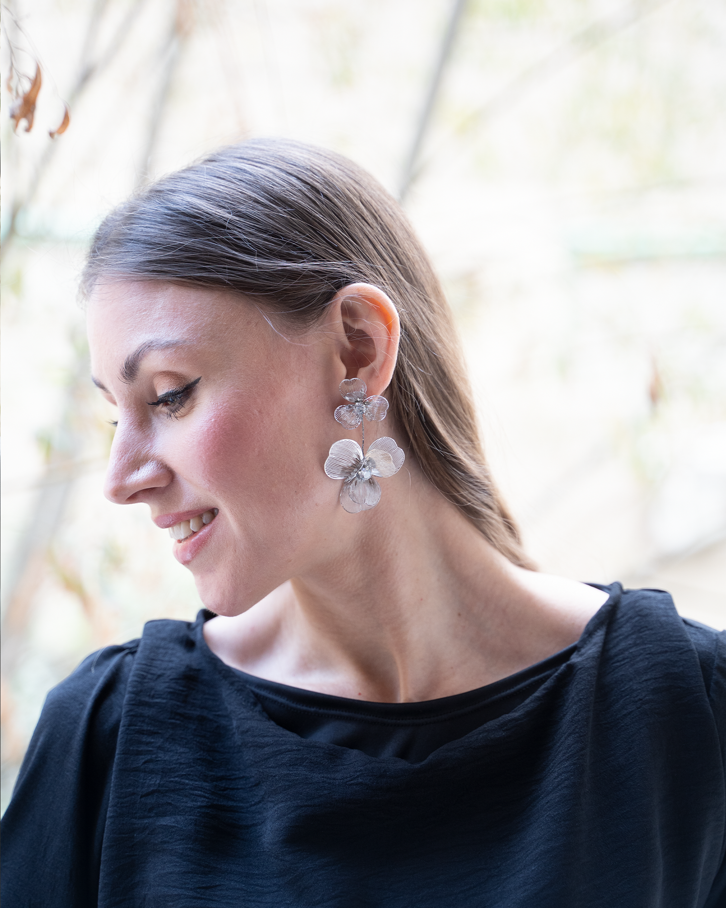 Silver Flower Earrings