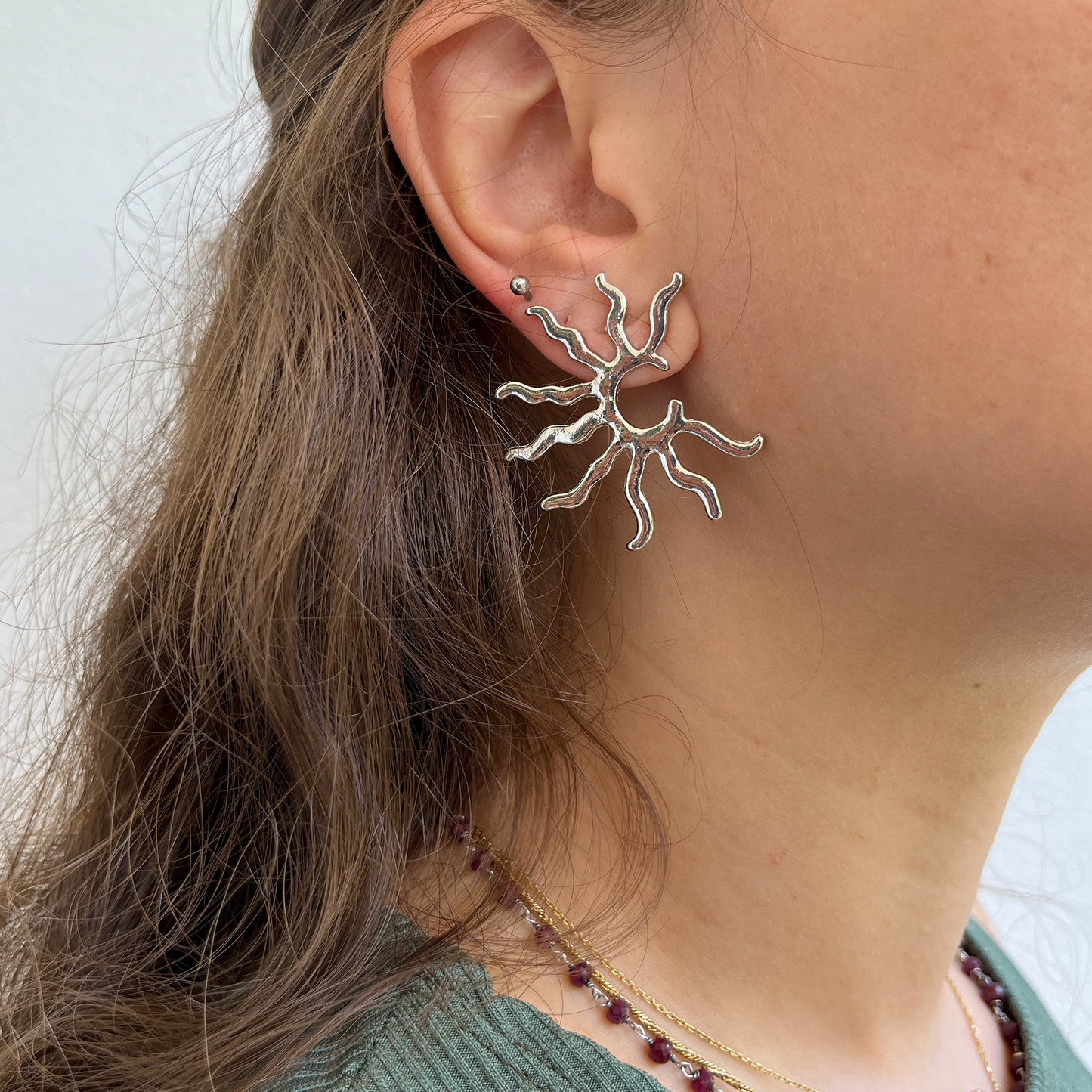 Silver Shams Statement Earrings