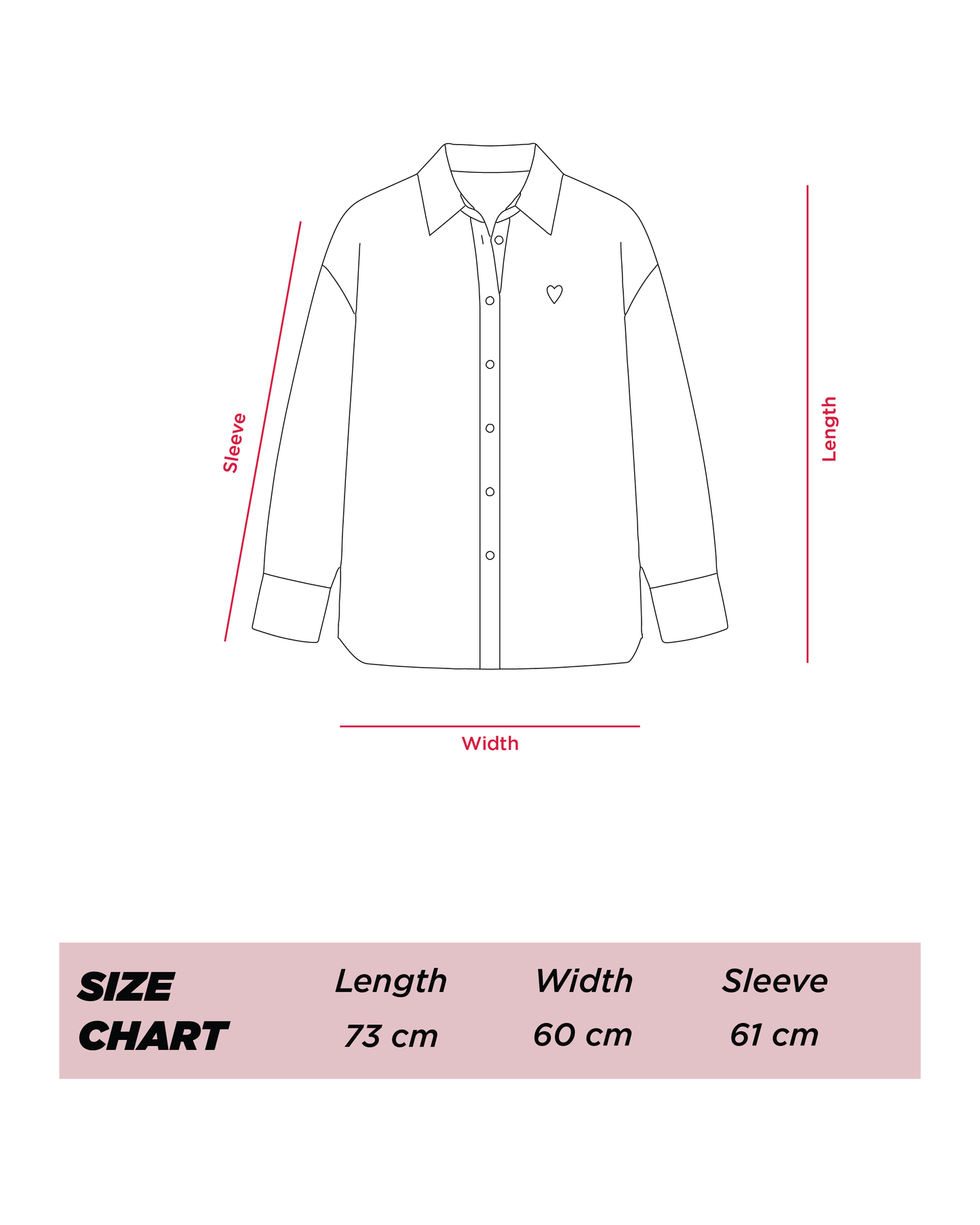 White Heart Embroidered Over-sized Shirt