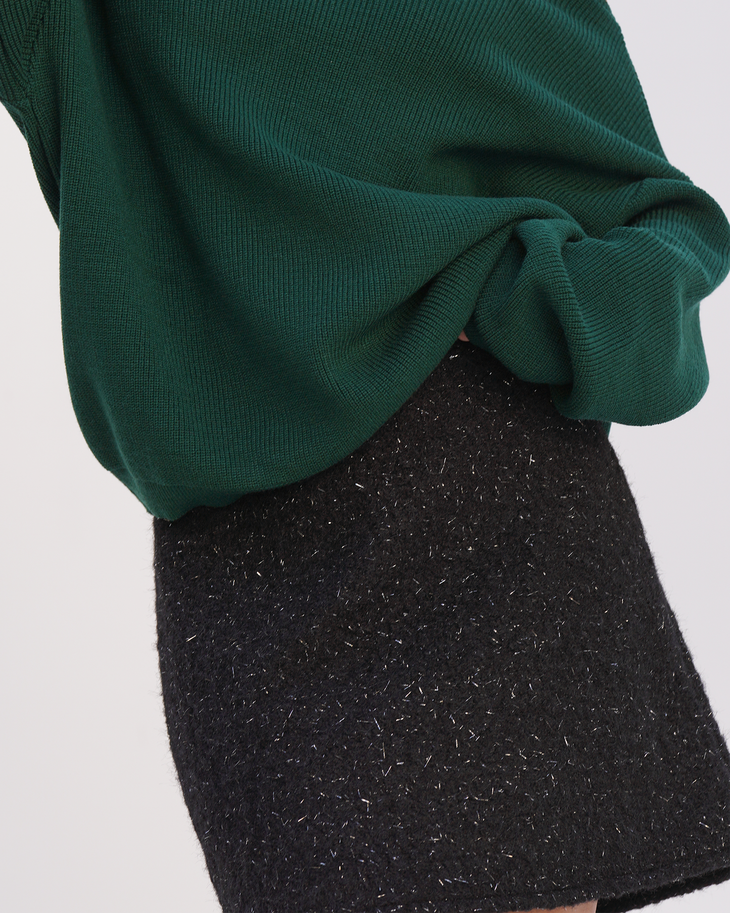 Black Festive Wool Skirt
