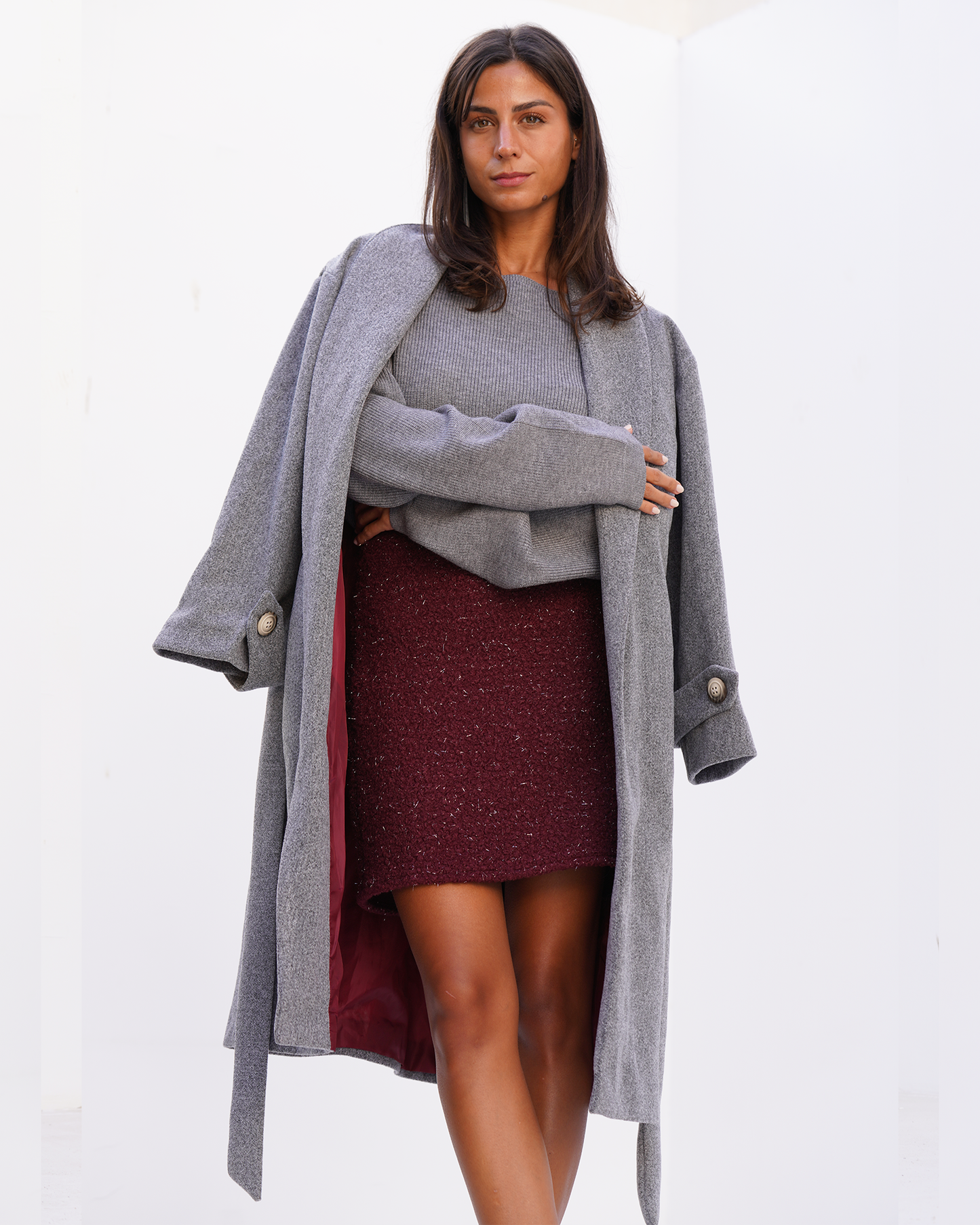 Burgundy Festive Wool Skirt