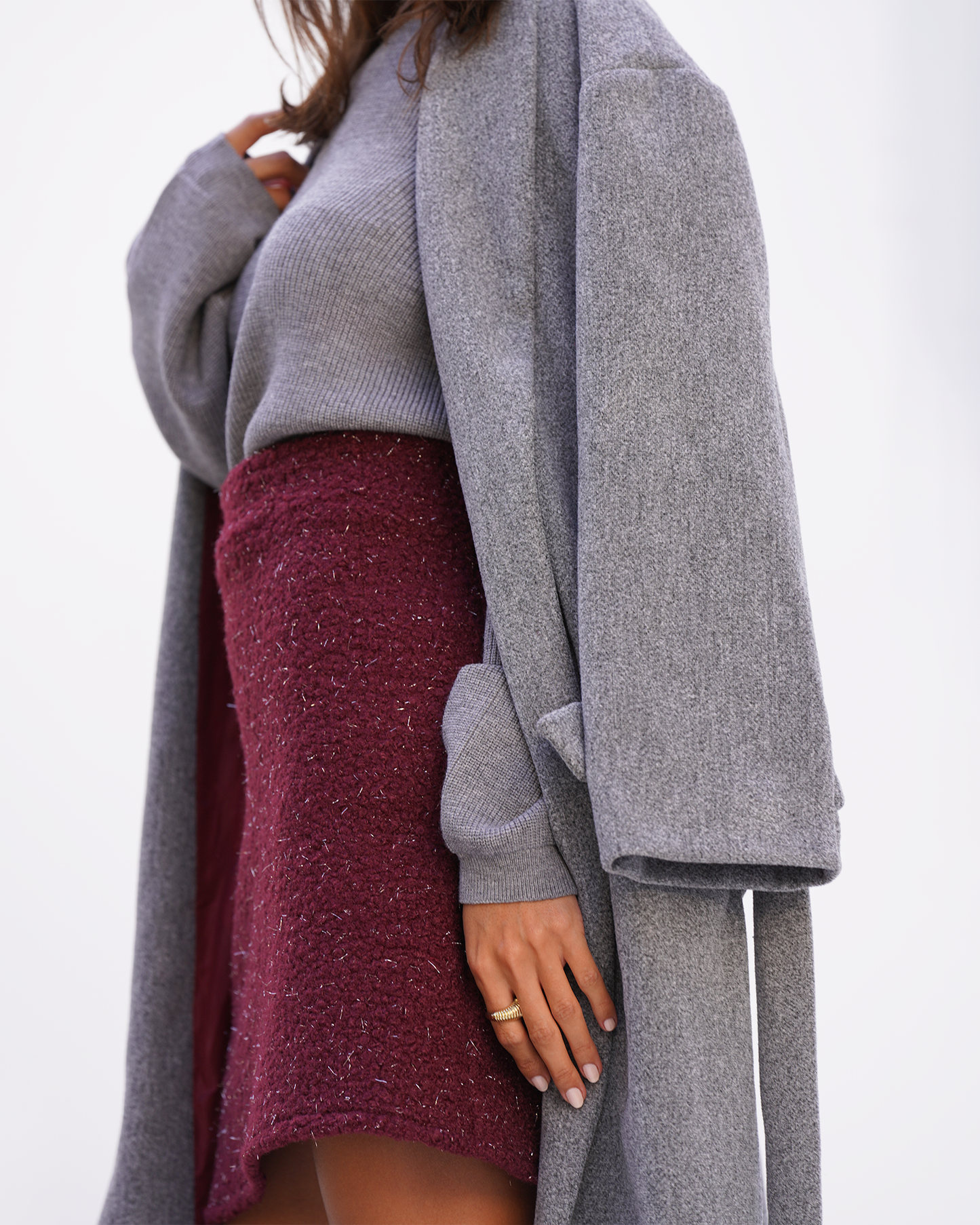 Burgundy Festive Wool Skirt