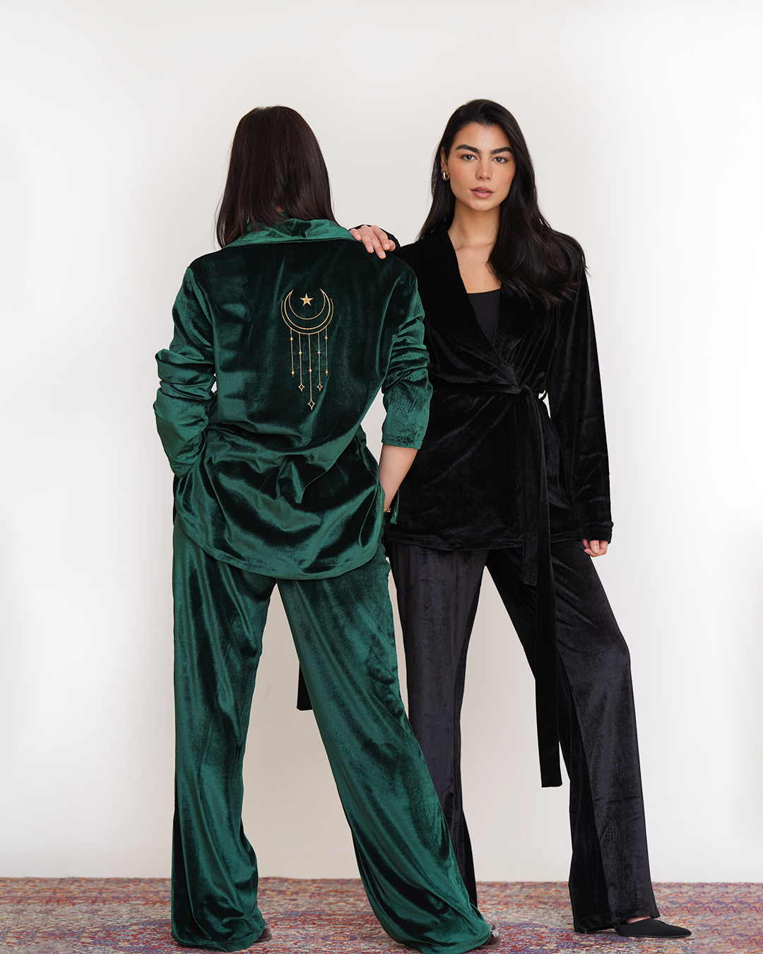 Green Velvet Embroidered Blazer