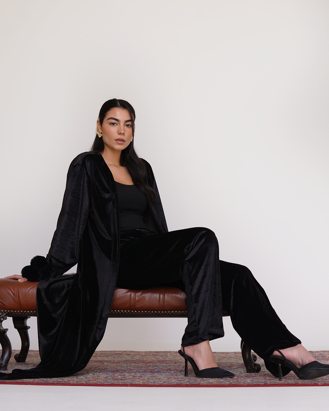 Black Fur Velvet Cardigan