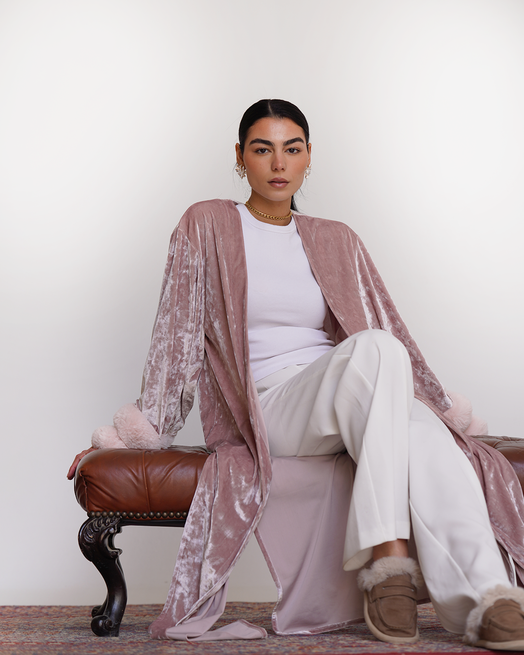 Powder Pink Fur Velvet Cardigan