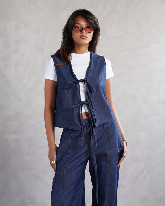 Denim Tie-Vest