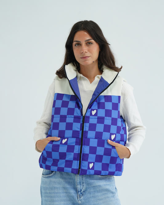 Blue Heart Puffer Vest