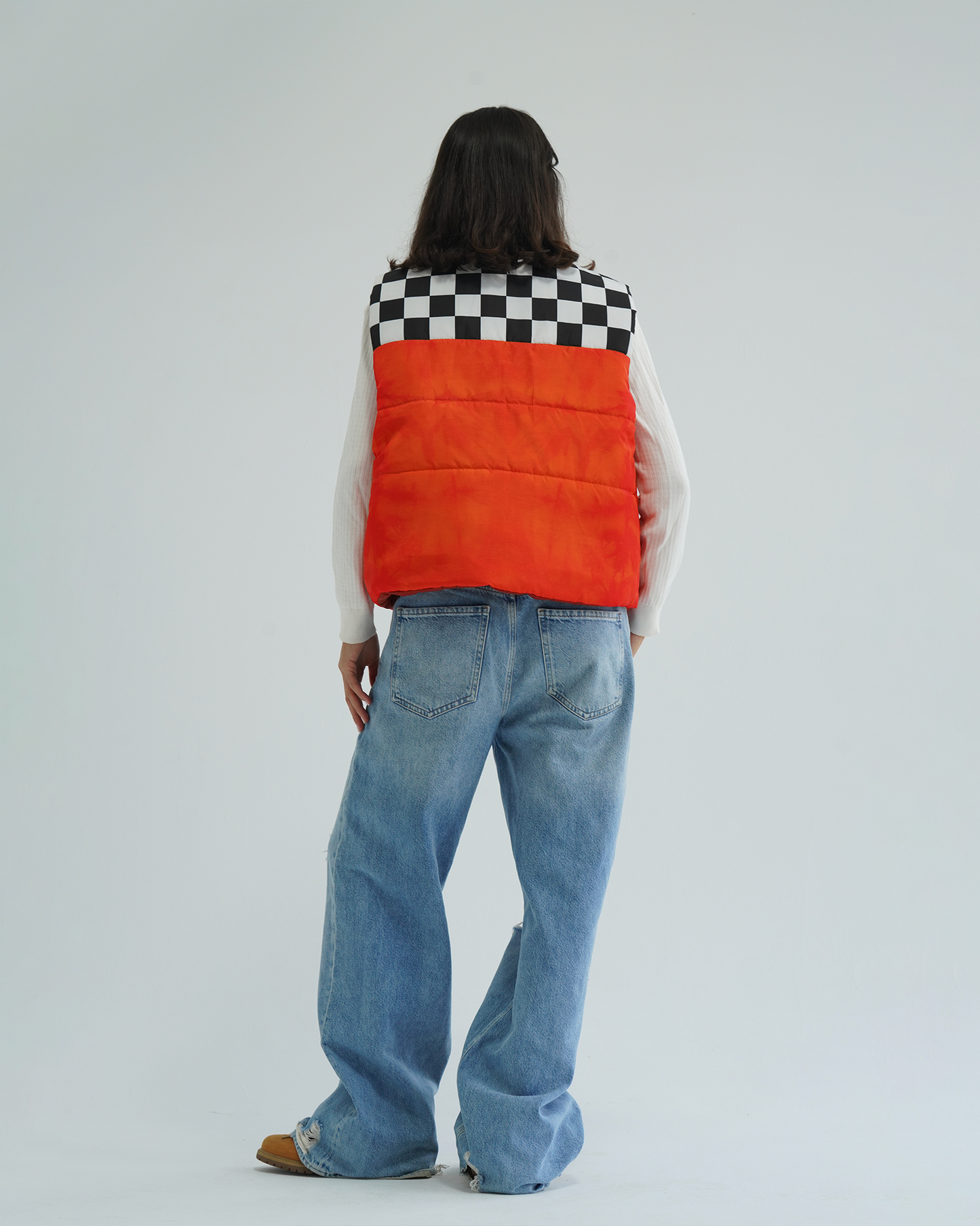 Orange Tie-dye Puffer Vest