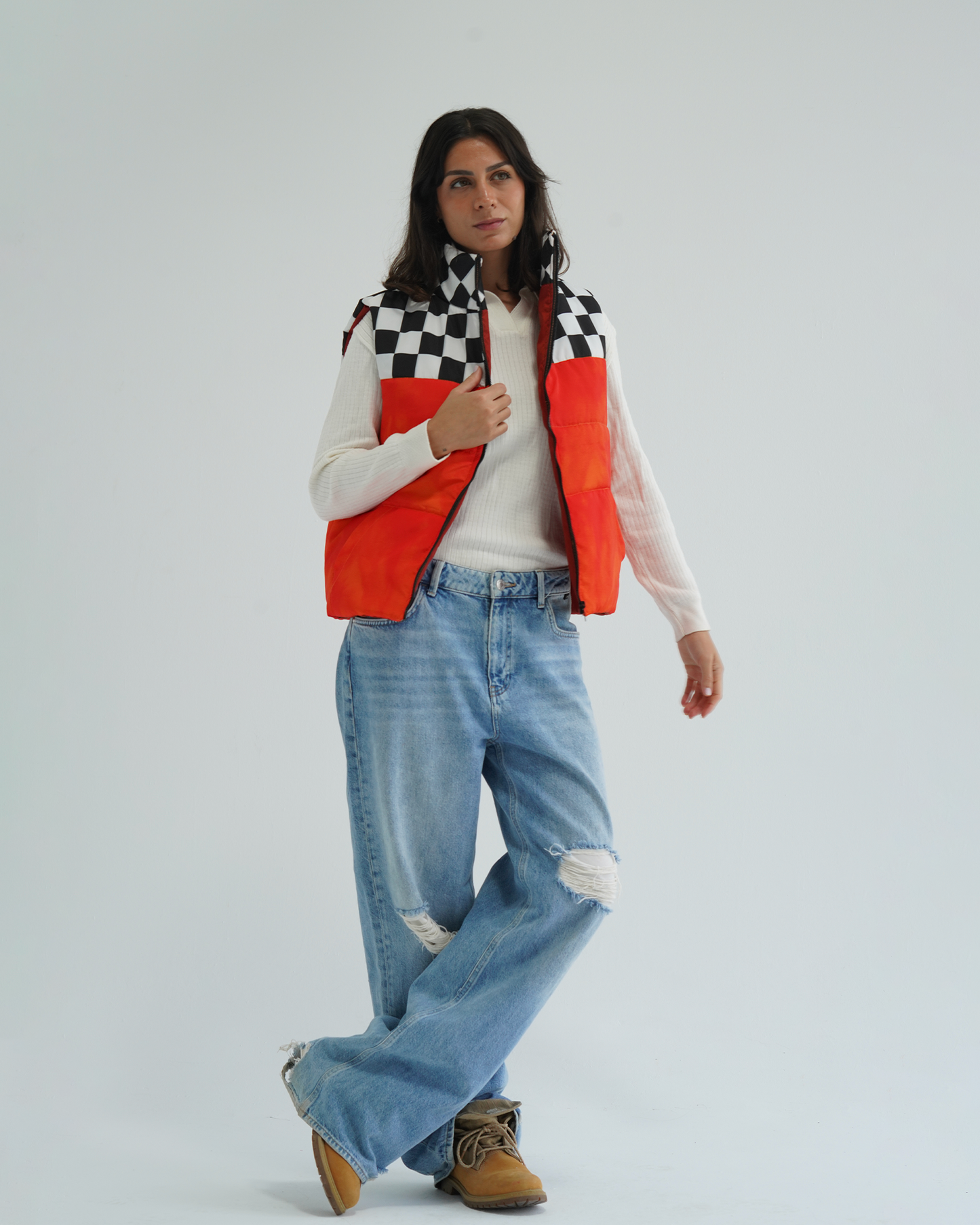Orange Tie-dye Puffer Vest