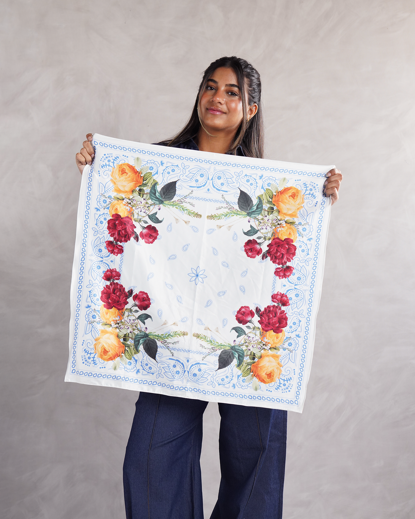White Rose Bandana Scarf