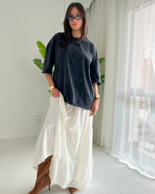 White Tiered Boho Skirt