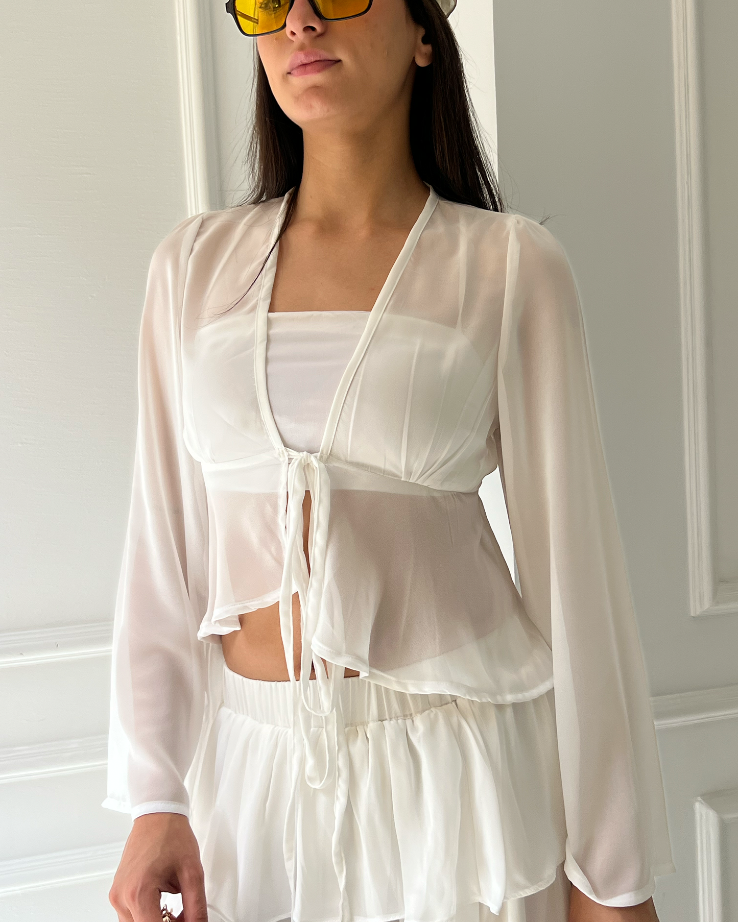 White Ruffled Top