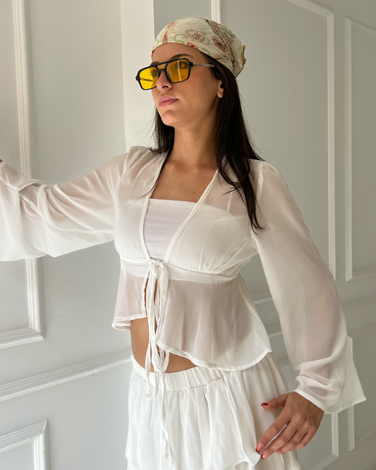 White Ruffled Top