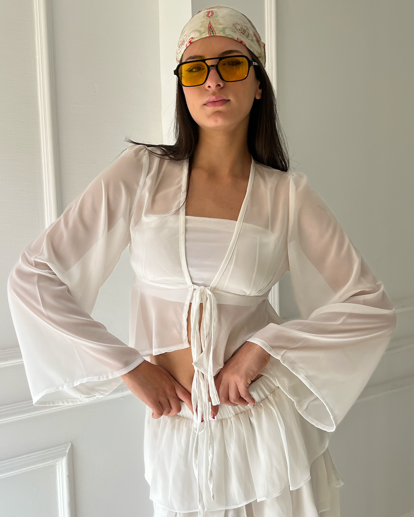 White Ruffled Top