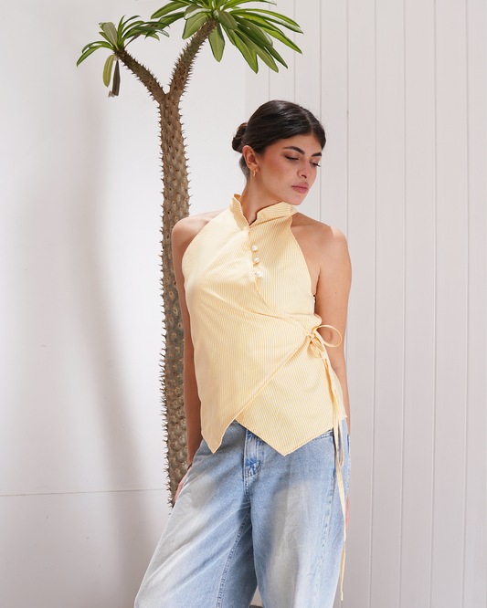 Yellow Qipao Top