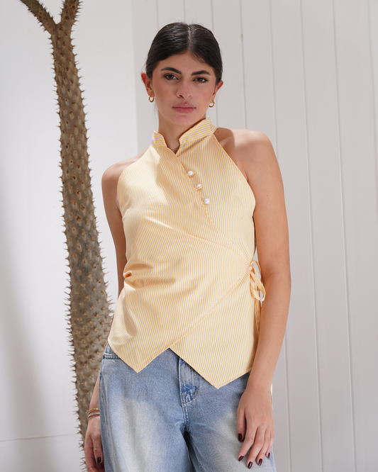 Yellow Qipao Top