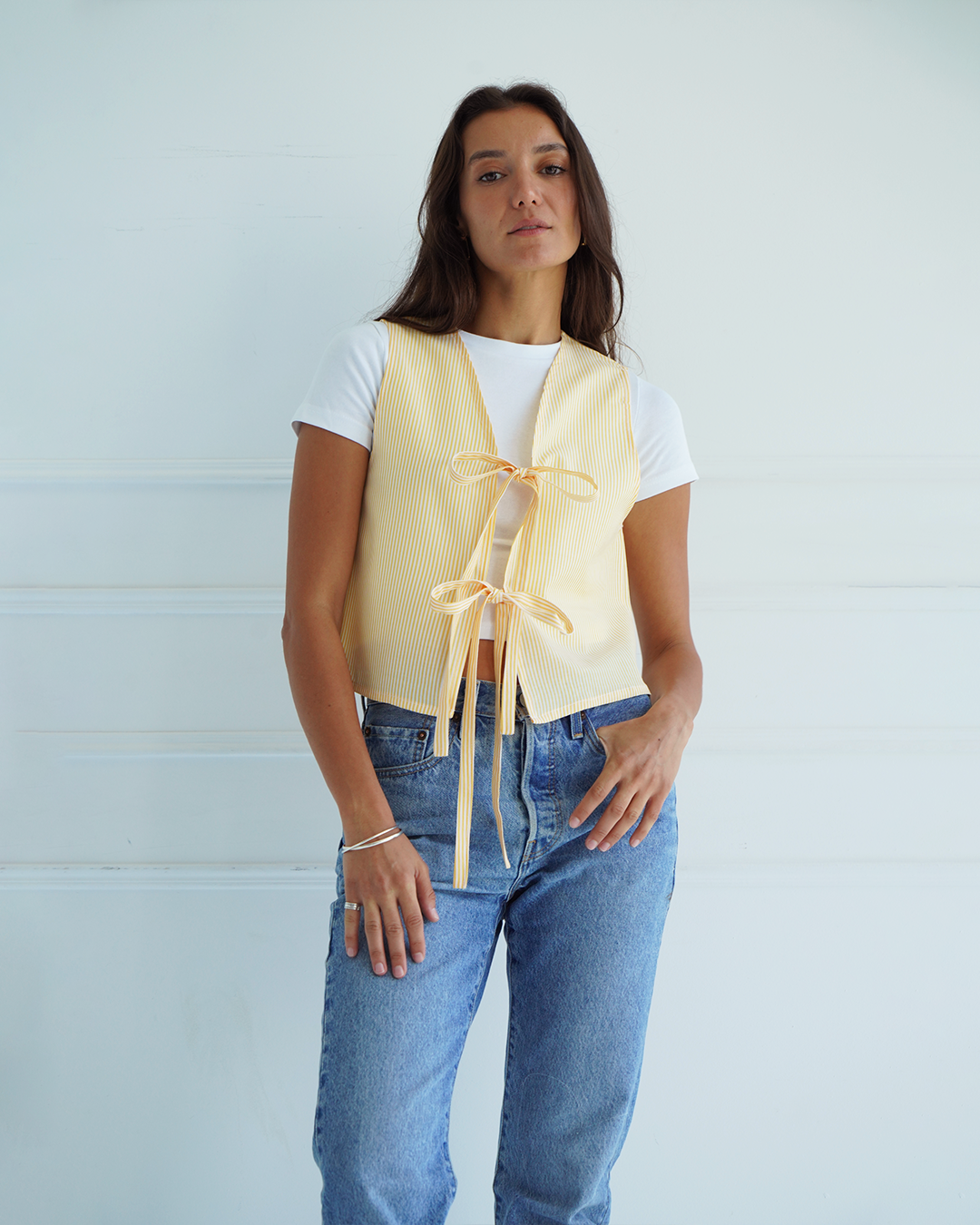 Yellow Striped Tie Vest