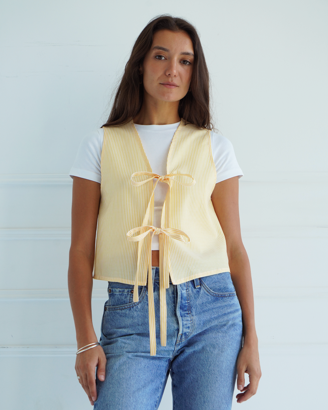 Yellow Striped Tie Vest