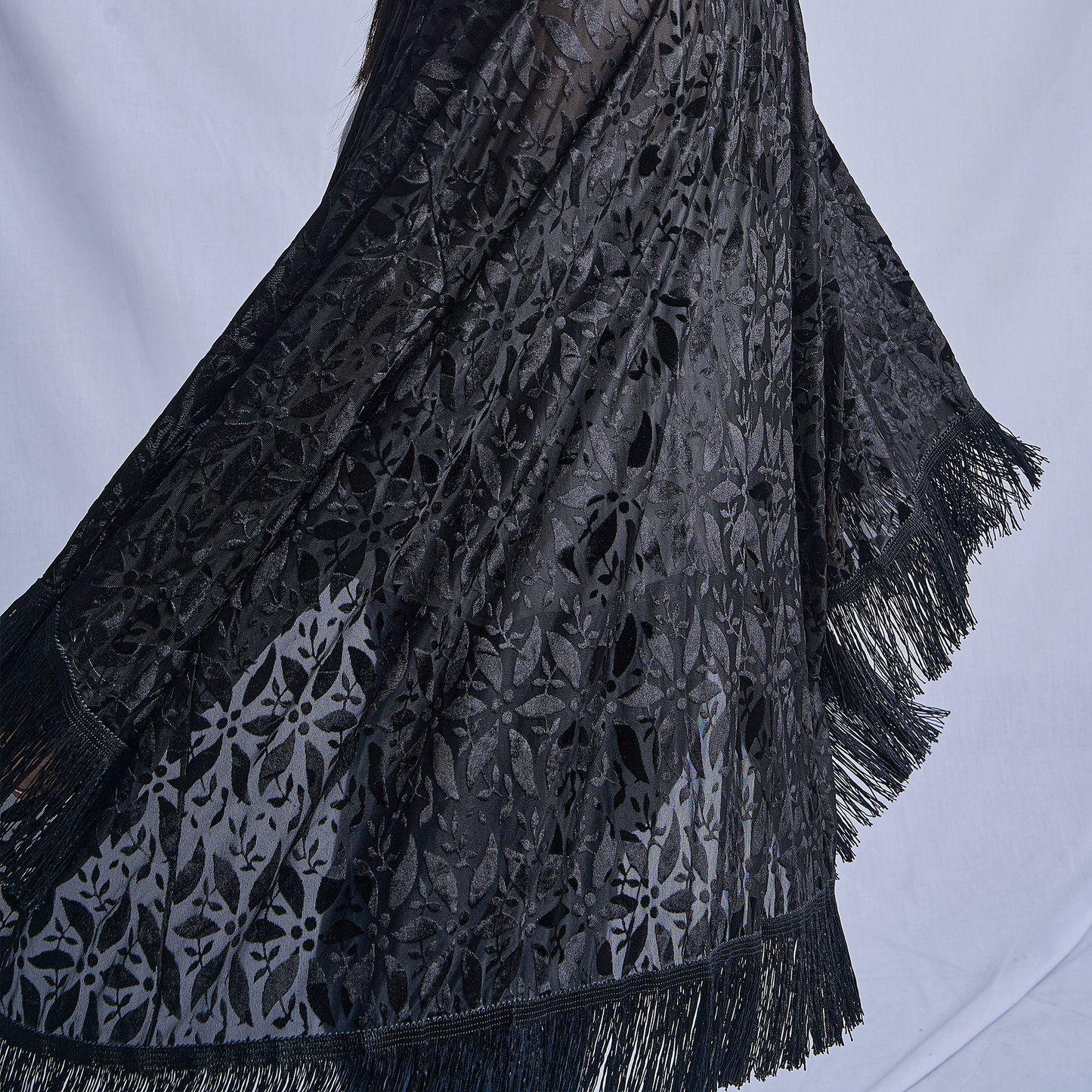 Black Velvet Fringe Kimono