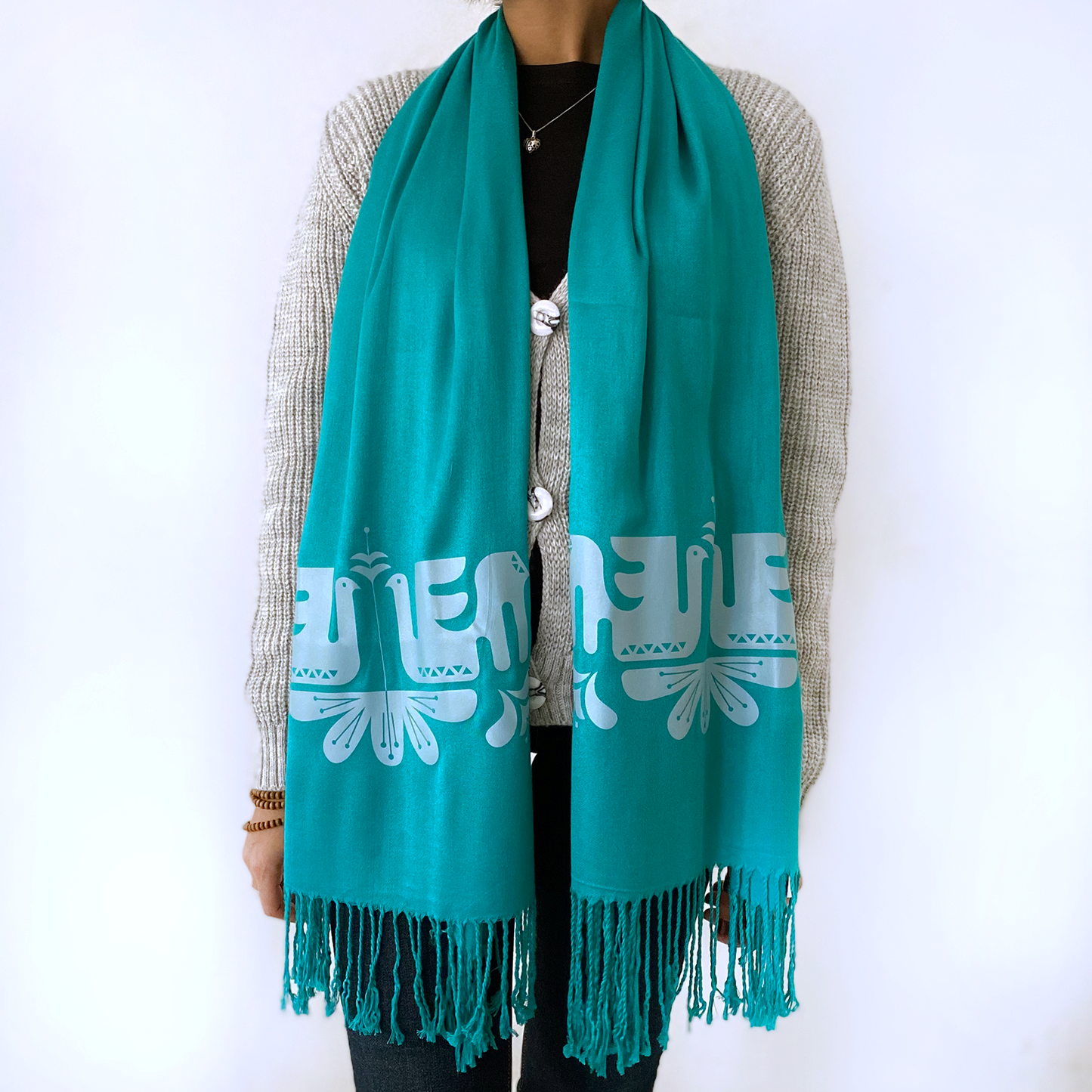 Turquoise Taer Folk Scarf