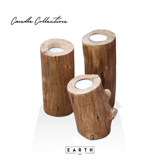 Wood Log Candle Holder